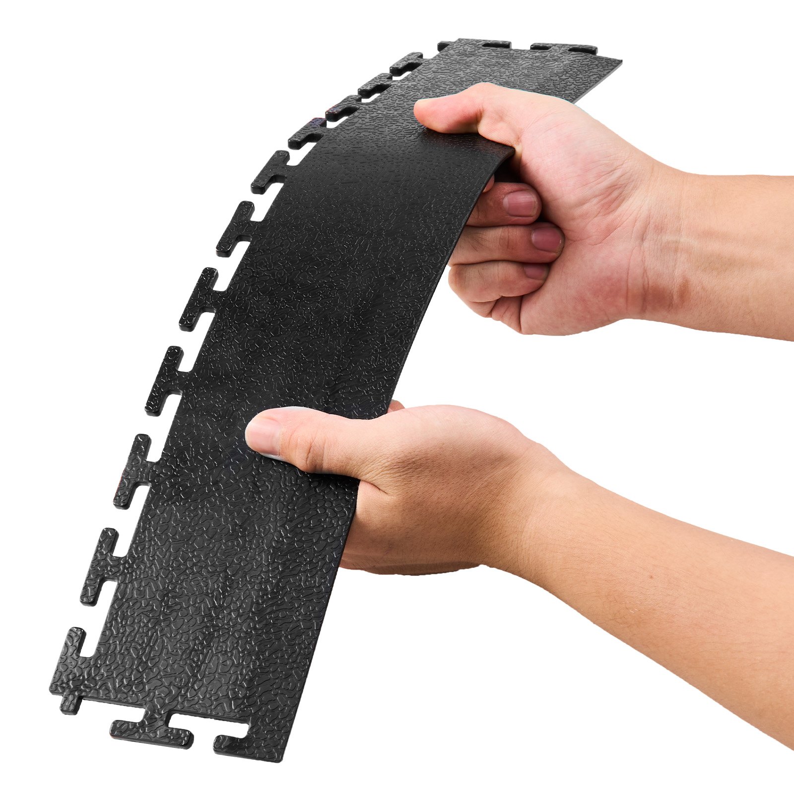 VEVOR Garagevloerrandafwerking, mannelijk, set van 12 stuks, 4 hoeken, klikmontage, PVC garagevloerrand, antislip, alleen compatibel met 4-zijdig in elkaar grijpende VEVOR-matten, zwart