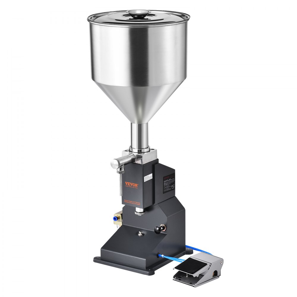VEVOR 5-50ml vulmachine Handmatige vloeistofvulmachine gemaakt van roestvrij staal 304 van voedingskwaliteit Siliconen PTFE compatibel met 500W luchtcompressor Vulmachine voor het vullen van honingolie-essence