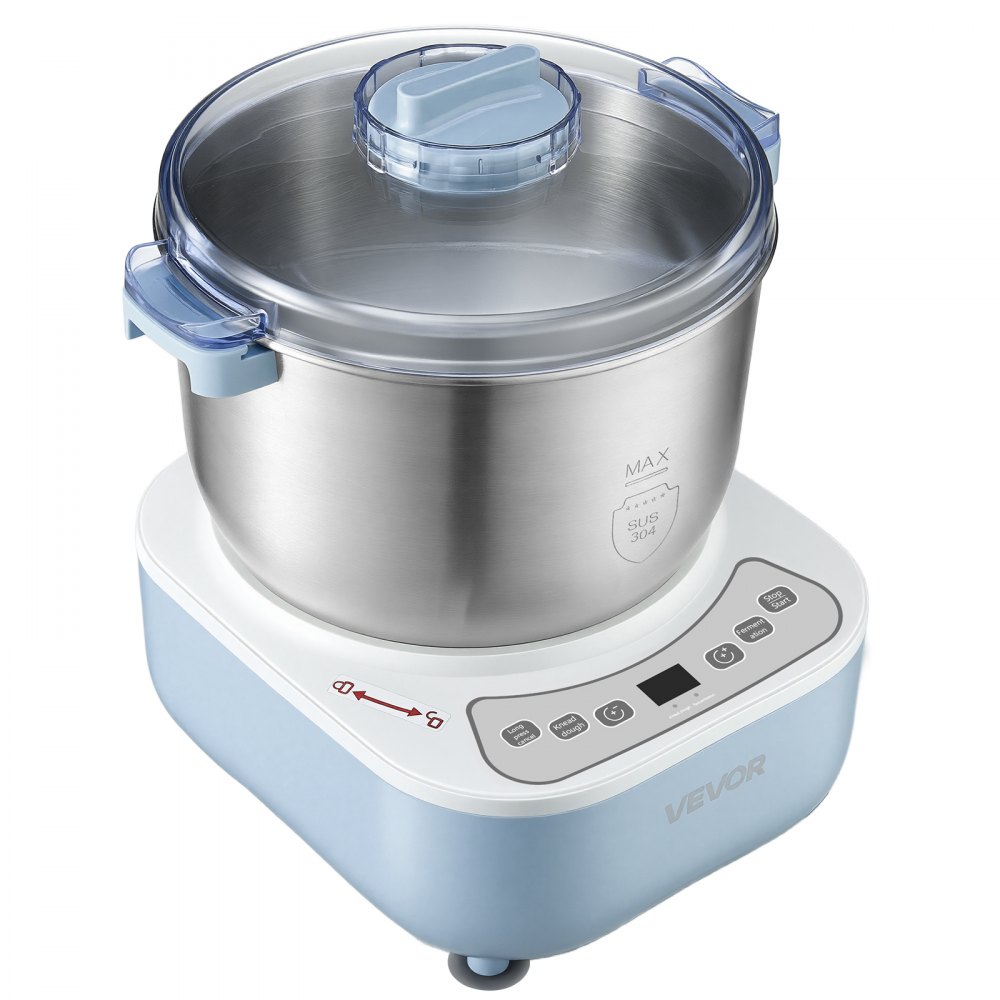VEVOR Deegmixer met rijsfunctie 6,5 liter elektrische deegmachine 250 W voor brood, pizza, gestoomde broodjes en gebak, met roestvrijstalen kom, digitaal bedieningspaneel en timer, tot 1600 g bloem.