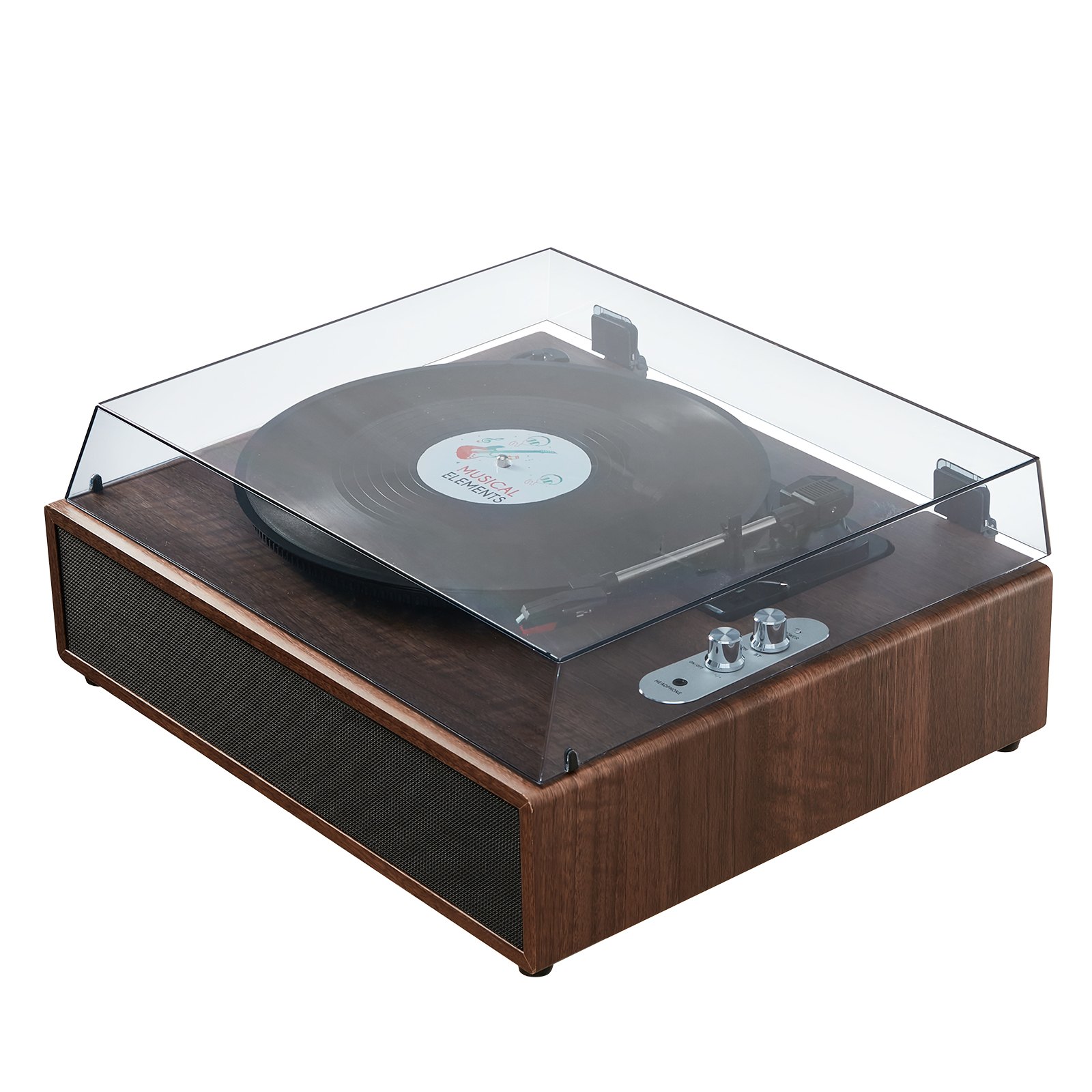 VEVOR Vinyl Record Player, 3-Speed, Belt Driven Turntable Player with Built-in 10W Stereo Speakers Magnetic Cartridge, Support 33/45/78 RPM Bluetooth Aux in RCA Output, for 7/10 /12 in Vinyl Records