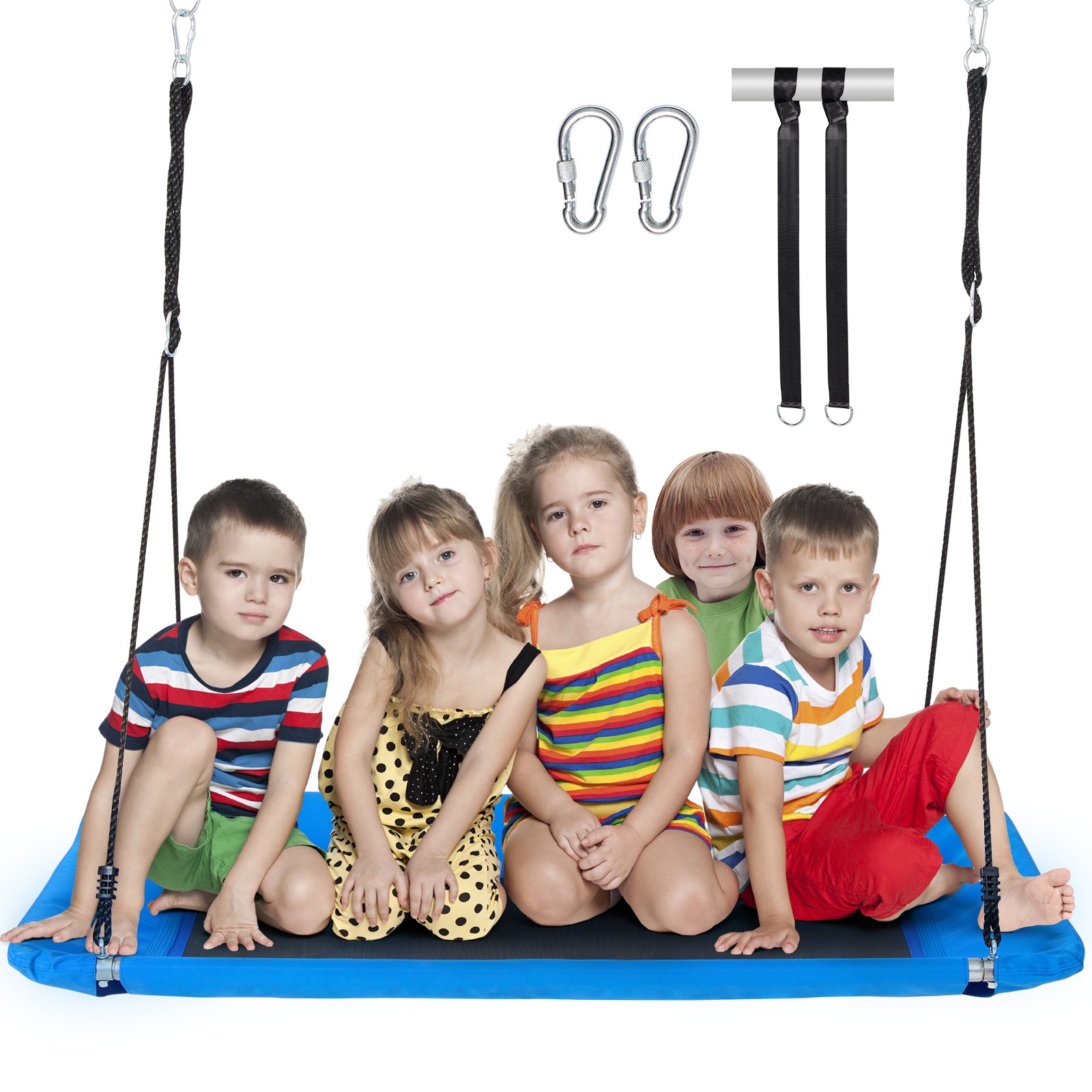 VEVOR Platform Swing, 60-inch platformboomschommel voor kinderen en volwassenen, draagvermogen van 700 lbs voor buitenschommel, schommelzitje van 900D Oxford-stof met 2 boomhangriemen en verstelbare meerstrengige touwen