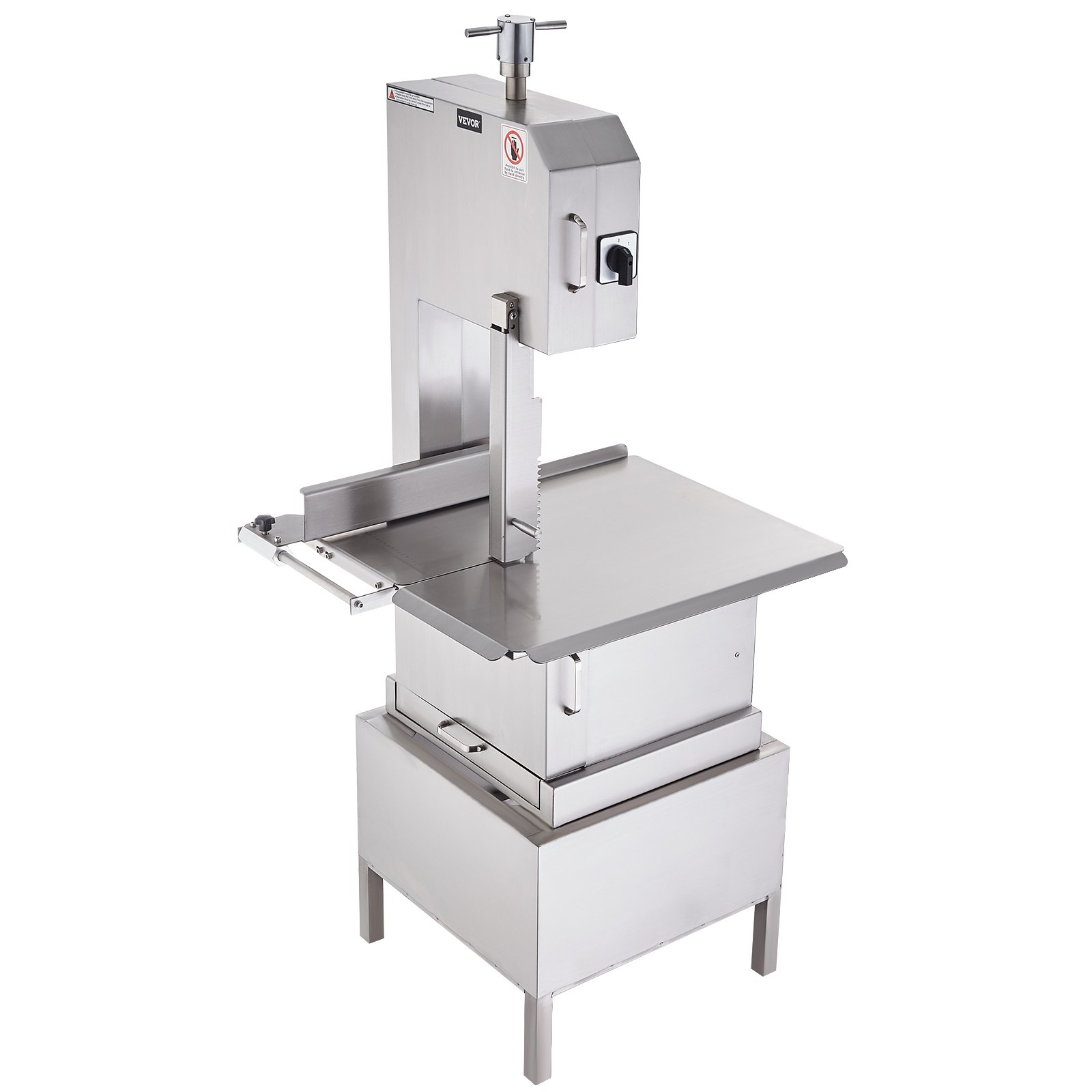 VEVOR Commerciële vlees- en botzaagmachine 2200W, 1500kg/u Botzaagmachine Diepvriesvlees- en botzaagmachine, 4-220mm Verstelbare dikte Botzaag 620 x 520mm Werktafel