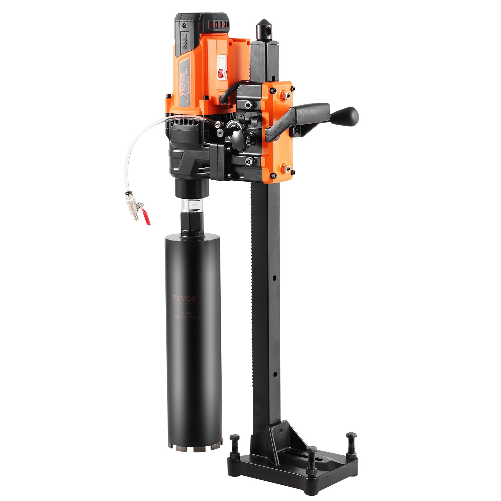 VEVOR Core Drill Machine, 0.8-9.8in Drilling Diameter Diamond Core Drill Rig with Stand and Core Drill Bit, 3200W Rugged Concrete Core Drill, Wet and Dry Use, For Concrete, Brick, Marble