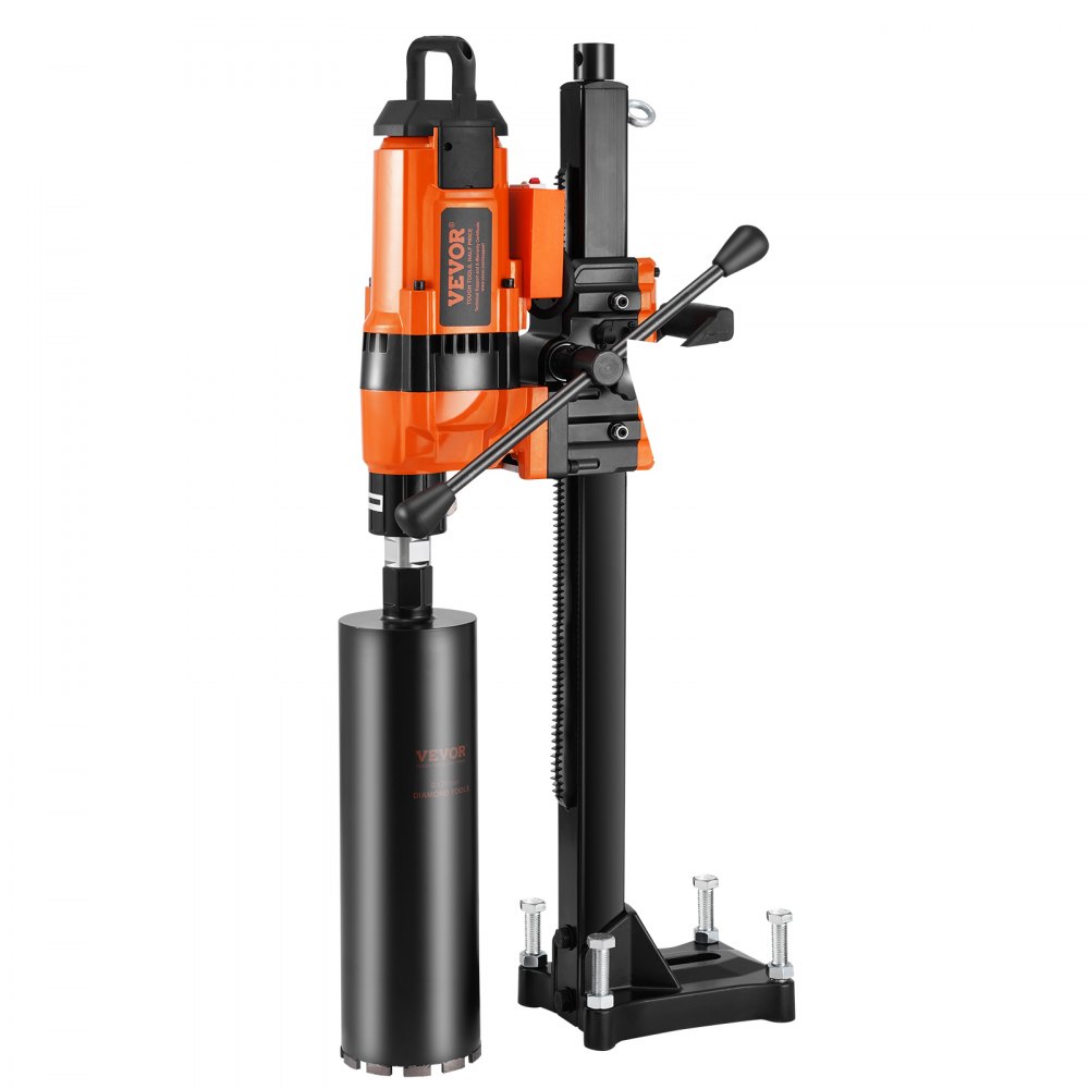VEVOR Core Drill Machine, 0.8-11.8in Drilling Diameter Diamond Core Drill Rig with Stand and Core Drill Bit, 3500W Rugged Concrete Core Drill, Wet and Dry Use, For Concrete, Brick, Marble