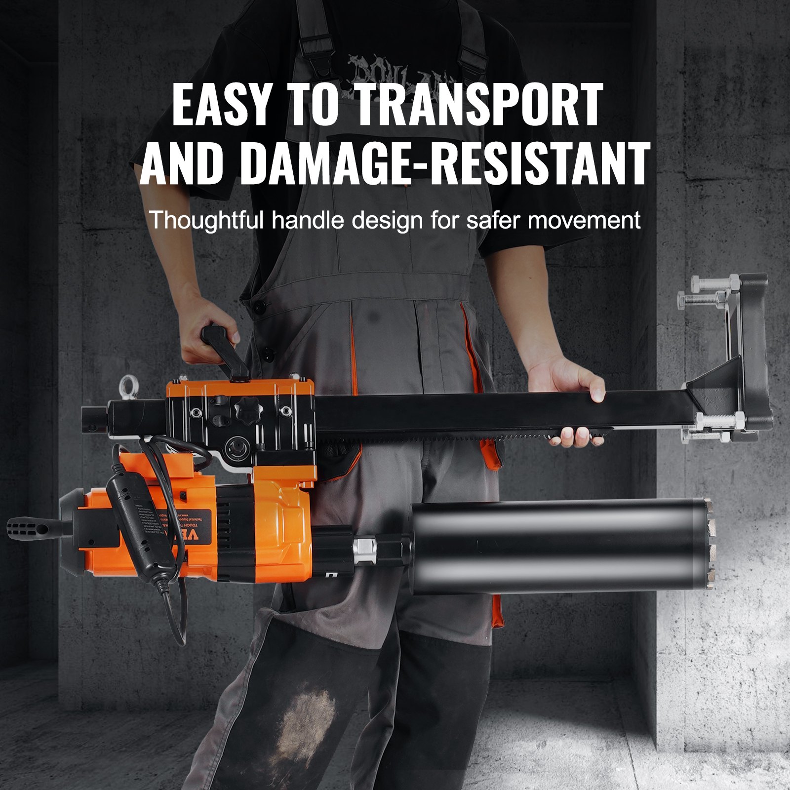 VEVOR Core Drill Machine, 0.8-11.8in Drilling Diameter Diamond Core Drill Rig with Stand and Core Drill Bit, 3500W Rugged Concrete Core Drill, Wet and Dry Use, For Concrete, Brick, Marble