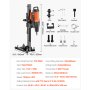 VEVOR Diamond Drilling Machine 2500W Diamond Core Drilling Machine Core Drilling Device 0-750 rpm Core Drilling Machine, 26cm Magnetic Drill Suitable for drilling reinforced concrete, marble, etc.