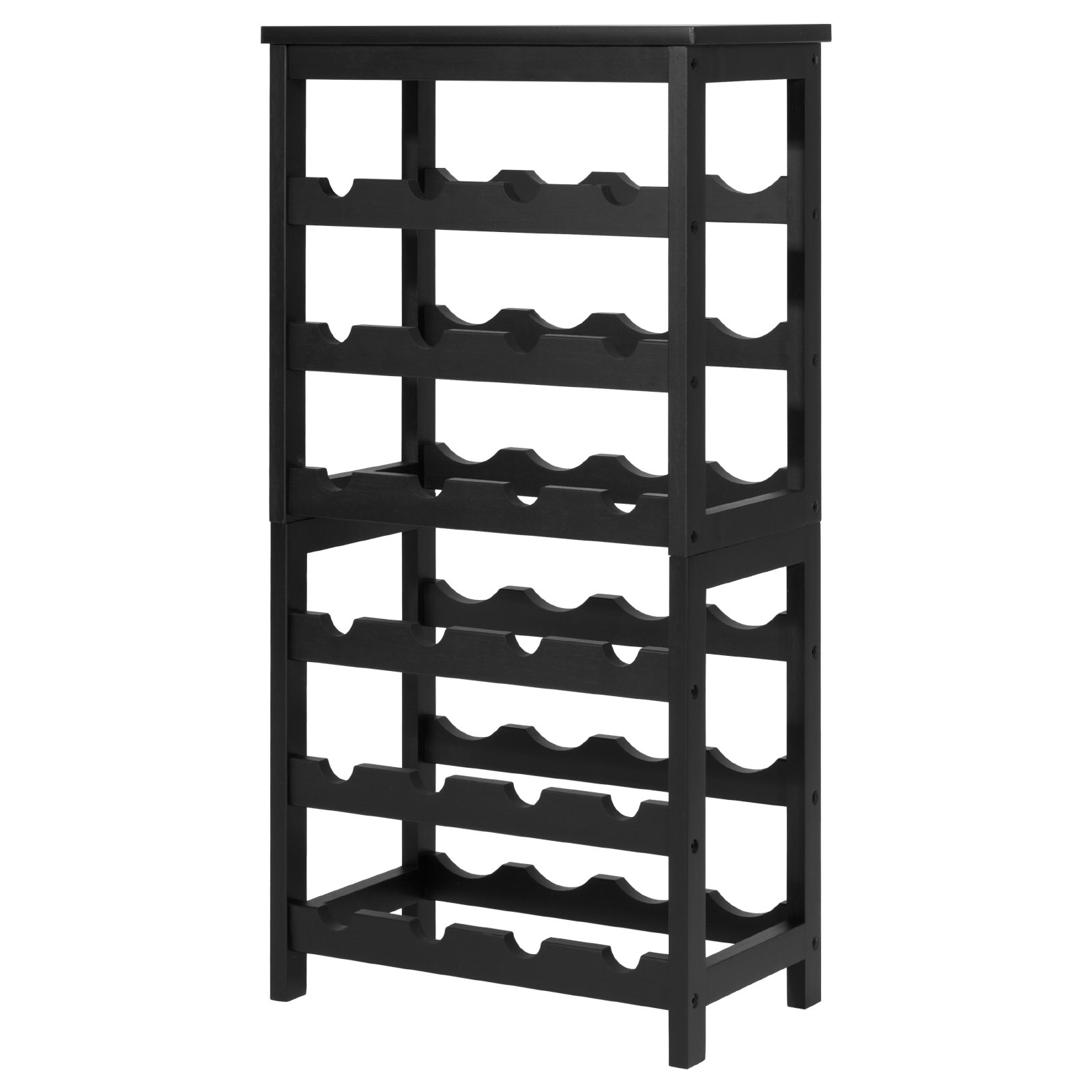 VEVOR 24 Bottle Detachable Wine Rack, 6-Tier Wine Bottle Holder,Solid Bamboo Wood Freestanding Floor Display Wine Storage Shelves with Table Top, for Kitchen,Cellar,Bar,Dining Room,Living Room(Black)