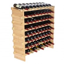 VEVOR wijnrek wijnrek voor 72 flessen bamboe flessenrek met 8 vakken stapelbaar vintage wijnrek metaal voor kelder bar berging enz. Flessenhouder