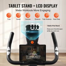 VEVOR Hometrainer Hometrainer Fitnessfiets Indoor LCD-display Zwart