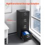VEVOR 4 Drawer File Cabinet with Lock, Metal Vertical Filing Storage Cabinets for Home Office, Heavy-Duty Cabinet with Detachable Hanging Rod, for A4/Letter/Legal Size File, Easy Assembly (Black)