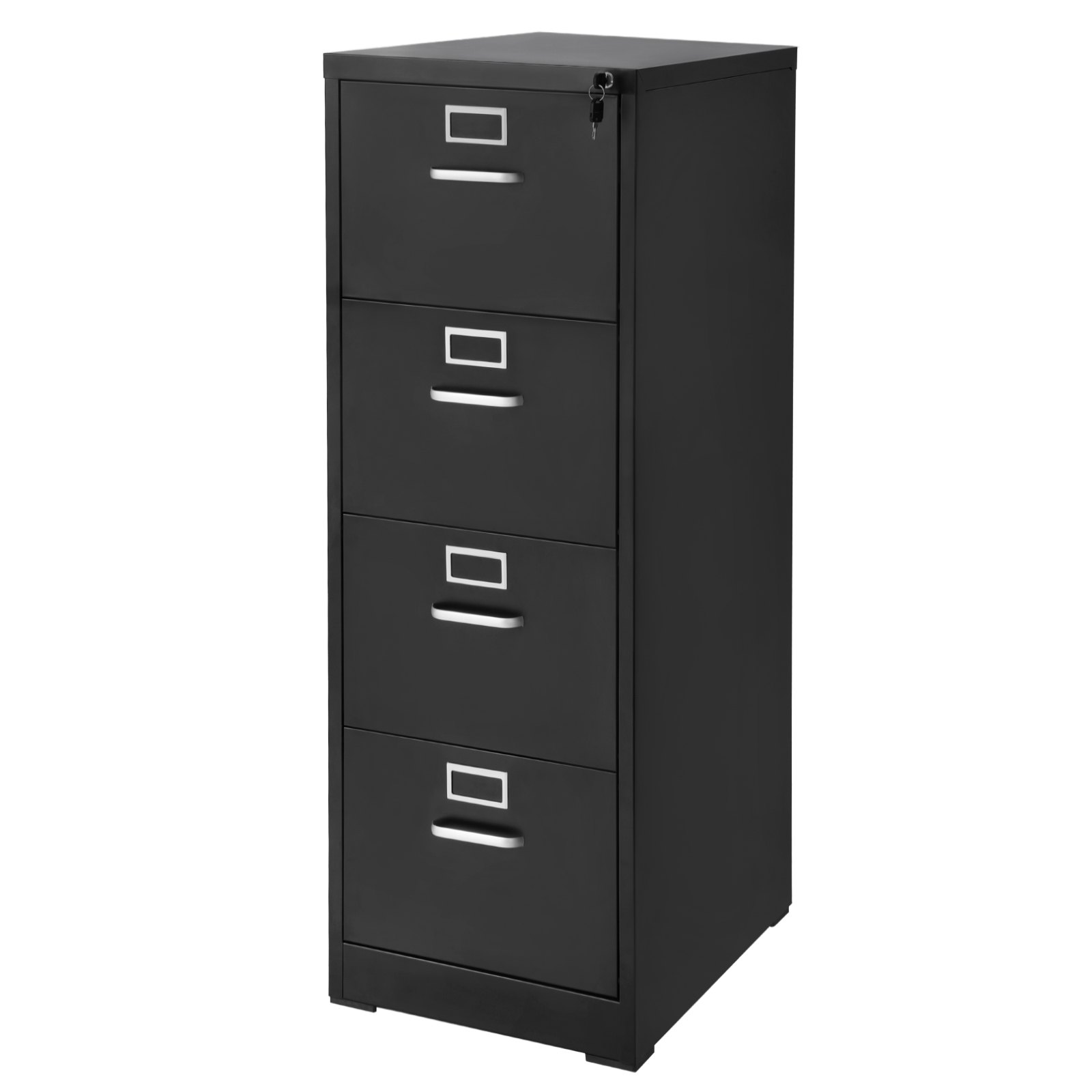 VEVOR 4 Drawer File Cabinet with Lock, Metal Vertical Filing Storage Cabinets for Home Office, Heavy-Duty Cabinet with Detachable Hanging Rod, for A4/Letter/Legal Size File, Easy Assembly (Black)