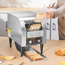 VEVOR continuous toaster 1300 W conveyor belt toaster, chain toaster, three multifunctional operating modes 150 slices per hour, silver commercial toaster conveyor belt Edelstal restaurants, bakeries