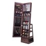 VEVOR Mirror Jewelry Cabinet 360° Swivel Standing Mirror with Storage Brown