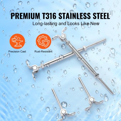 VEVOR Set van 40 onzichtbare kabelrelingen, 1/8 inch, onzichtbare ontvanger, T316, roestvrij staal, leuningspanner, 1/8 inch voor hout/metalen palen, zwart