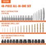 VEVOR 48-Piece Bolt Extractor Screw Extractor Set, with 13 PCS Bolt Extractor Set, 19 PCS Screw Extractors, 16 PCS Reverse HSS Drill Bits, Storage Case, for Removing Damaged Bolts, Screws, and Nuts