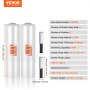 VEVOR Stretch Film, 15 inches x 1200 feet, 2 Pack, 80 Gauge Industrial Strength Clear Durable Stretch Wrap Roll, Heavy Duty Shrink Film Stretch Wrap with Handles for Pallet Wrapping Shipping Moving