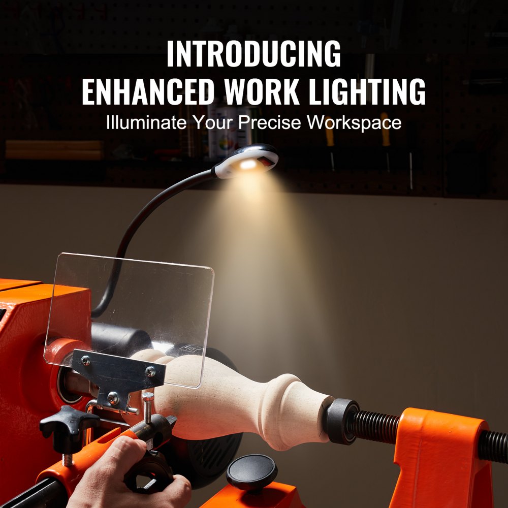 VEVOR Houtdraaibank 750W Houtdraaibank met onderstel Spiltoerental 680-2520 tpm Draaibank met traploze snelheidsregeling Kopieerdraaibank 102 cm Werkbank Max. draaidiameter 350 mm