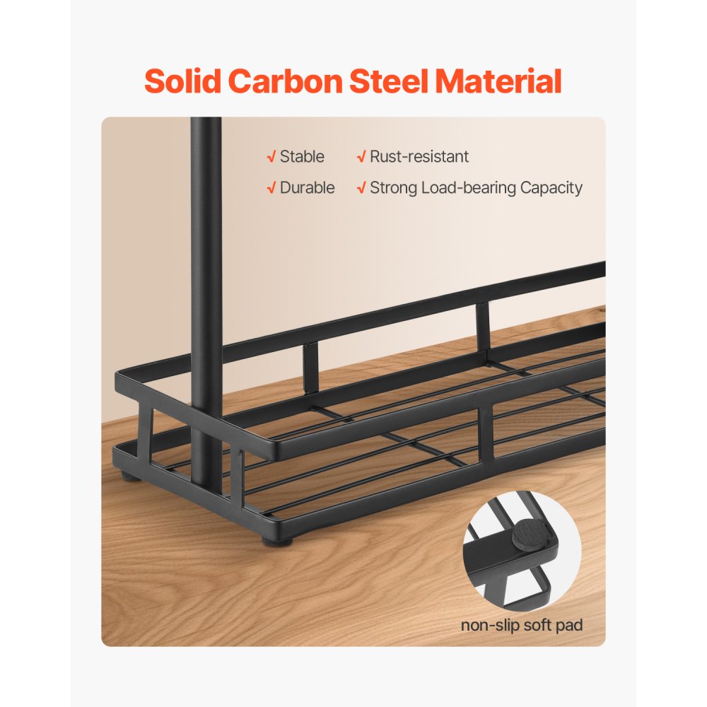 VEVOR Koffiebekerhouder Bekerhouder Bekerhouder met 16 haken en opbergbasis, 2-laags koolstofstalen bekerhouder voor opslag en weergave in de thuiskoffiebar