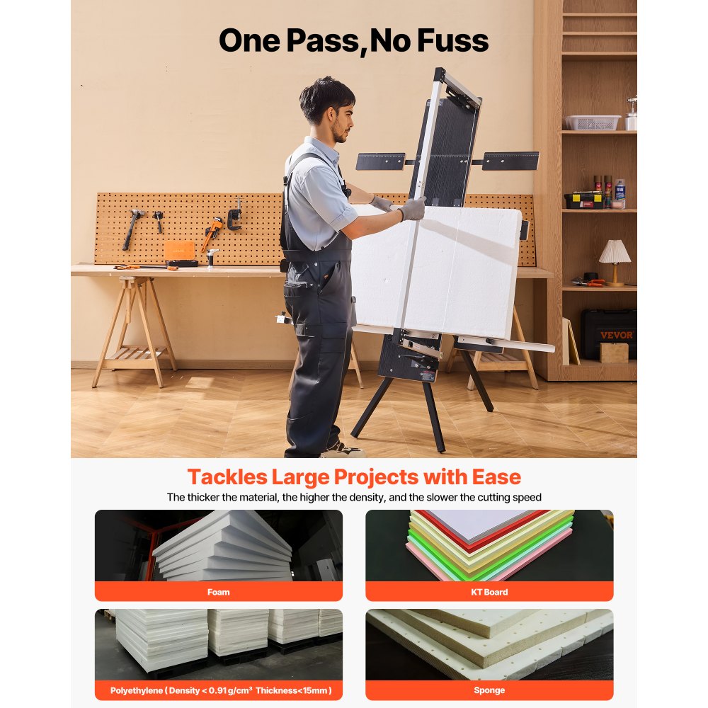 VEVOR piepschuimsnijder, 200W, hete draadsnijder met 6 nikkel-chroom verwarmingsdraden, professioneel elektrisch snijgereedschap met een maximale snijlengte van 1150 mm voor schuim, spons en KT-platen