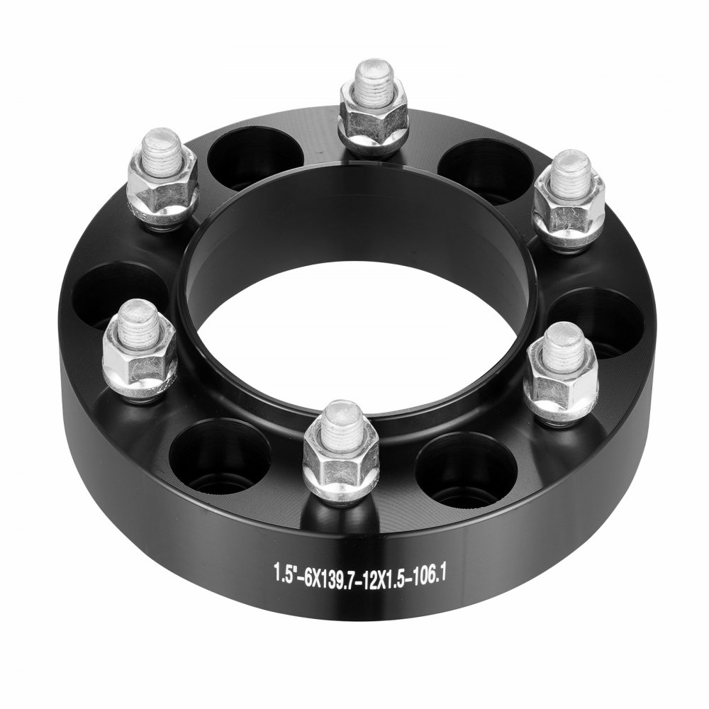 VEVOR Wheel Spacers, 1.5" 6"x5.5" Wheel Adapters, 6 Lug Forged Spacer, 106.1 mm Bore Hubcentric M12 x1.5 Studs Spacers, Fit for 1996-2022 Toyota and Lexus, 4 PCS Black
