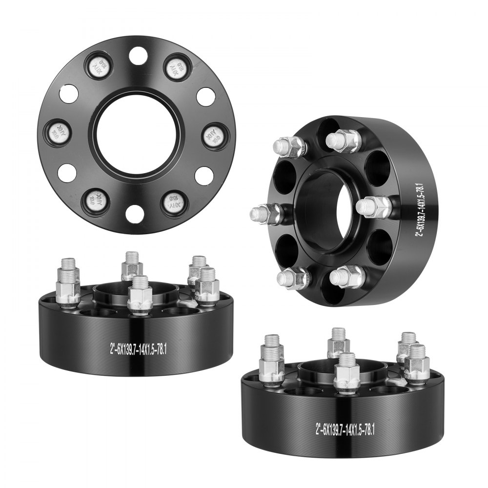 VEVOR wheel spacers in black finish with bolt holes and sturdy construction for automotive use.