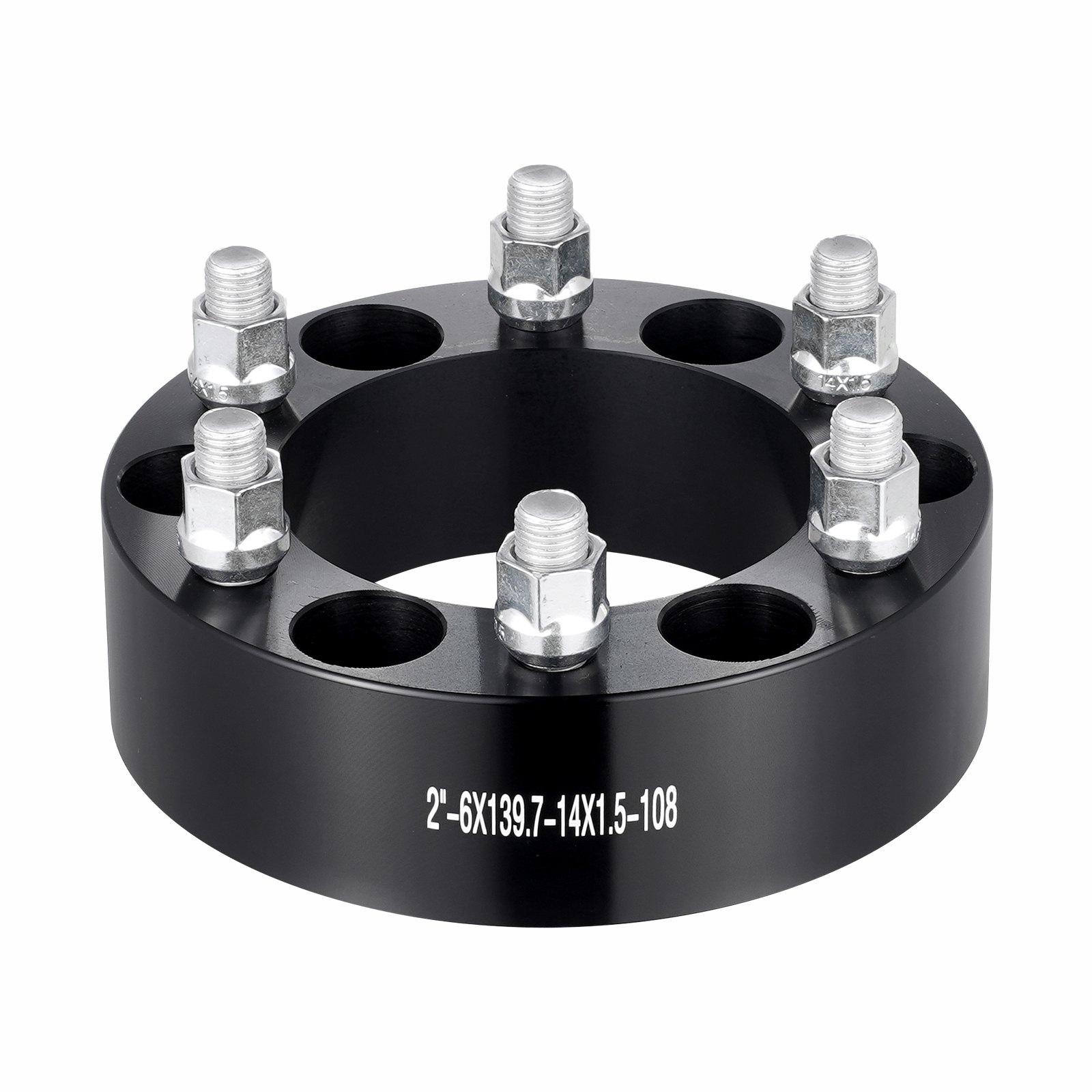 VEVOR Wheel Spacers, 2" 6"x5.5" Wheel Adapters, 6 Lug Forged Spacer, 108 mm Bore Hubcentric M14 x1.5 Studs Spacers, Fit for 1988-2023 Chevrolet, GMC, and Cadillac, 4 PCS Black