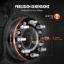 VEVOR wielspacers, 2 inch 8 x 6,5 inch wieladapters, 8-bouts gesmede spacers, 126 mm boring, naafcentrische 9/16 inch-18-bout spacers Dodge Ram Ford
