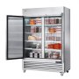 VEVOR Commerciële Vriezer 1100 L, 2-deurs vriezer, roestvrijstalen vriezer met automatische ontdooiing, 6 verstelbare planken, temperatuurregeling van -25 tot -15 °C en 4 wielen