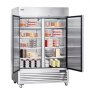 VEVOR Commerciële Vriezer 1100 L, 2-deurs vriezer, roestvrijstalen vriezer met automatische ontdooiing, 6 verstelbare planken, temperatuurregeling van -25 tot -15 °C en 4 wielen