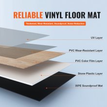VEVOR Interlocking Vinyl Floor Tiles 1220 X 185 mm, 10 Tiles 5.5mm Thick Snap Together, Natural Wood Grain DIY Flooring for Kitchen, Dining Room, Bedrooms & Bathrooms, Easy for Home Decor