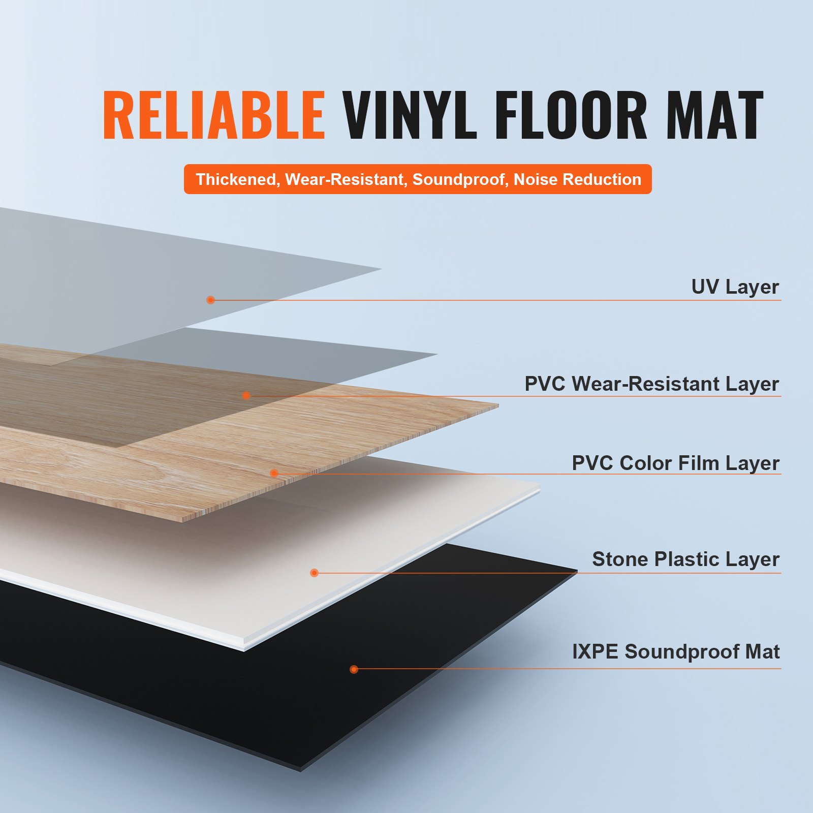 VEVOR Vloeren, Vinyl Vloertegels 1220 x 185 mm, 10 Stuks, 5,5 mm Dik, Klikbaar, Natuurlijke Houtkleur, Doe-het-zelf Vloeren voor Keuken, Eetkamer, Slaapkamer en Badkamer