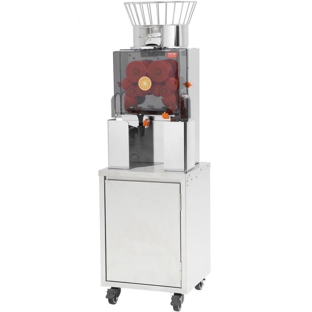 VEVOR Commerciële Sinaasappelpers Automatische 120W Sapcentrifuge, RVS Sinaasappelpers voor 25 Sinaasappels per Minuut, met Uittrekbaar Filter Box, PC Cover Citruspers Sapcentrifuge Elektrisch