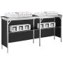 VEVOR draagbare beursbalie, 1980 x 385 x 880 m tentoonstellingsstand, opvouwbare promotionele bartafel, receptie met opbergplank, draagtas, zwart