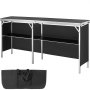 VEVOR draagbare beursbalie, 1980 x 385 x 880 m tentoonstellingsstand, opvouwbare promotionele bartafel, receptie met opbergplank, draagtas, zwart