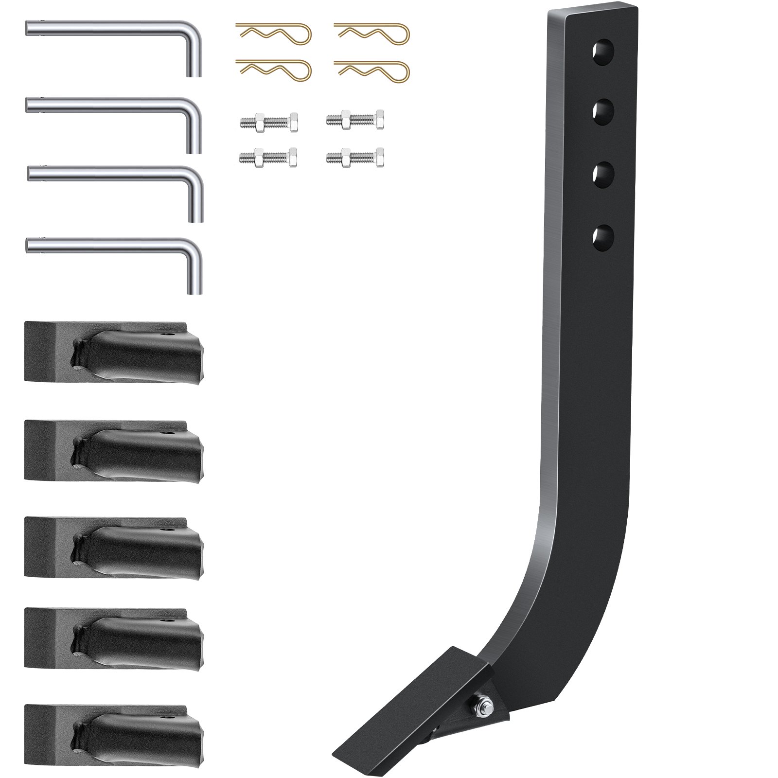 VEVOR Box Blade Shaft, 464 mm verticuteeras, 4-gats box schraperas met verwijderbare conische tanden en pennen, verstelbare asconstructie voor vervanging, graven, ploegen, 4-pack