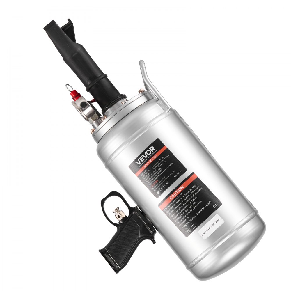 VEVOR Tire Bead Blaster 6L Air Tire Bead Blaster Handheld Bandenpomp, Verbeterde Draagbare Bandenpomp, 0,6-0,8 MPa voor Kleine Auto's, Motorfietsen, E-bikes, Zilver