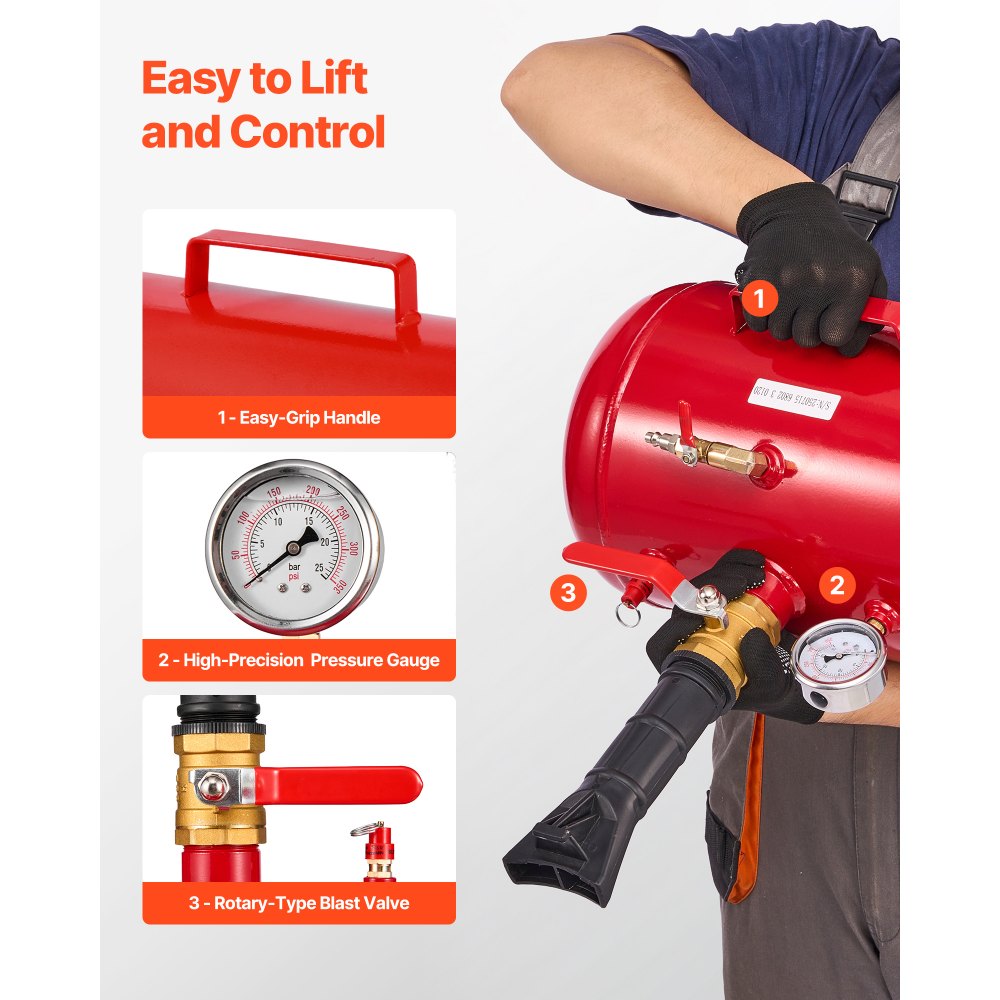 VEVOR Pneumatische bandenreiniger 18,9L bandenreiniger, 0,6-0,8 MPa werkdruk, luchtpomp voor pick-uptrucks, ATV's, Jeeps, gazontractoren en campers, rood