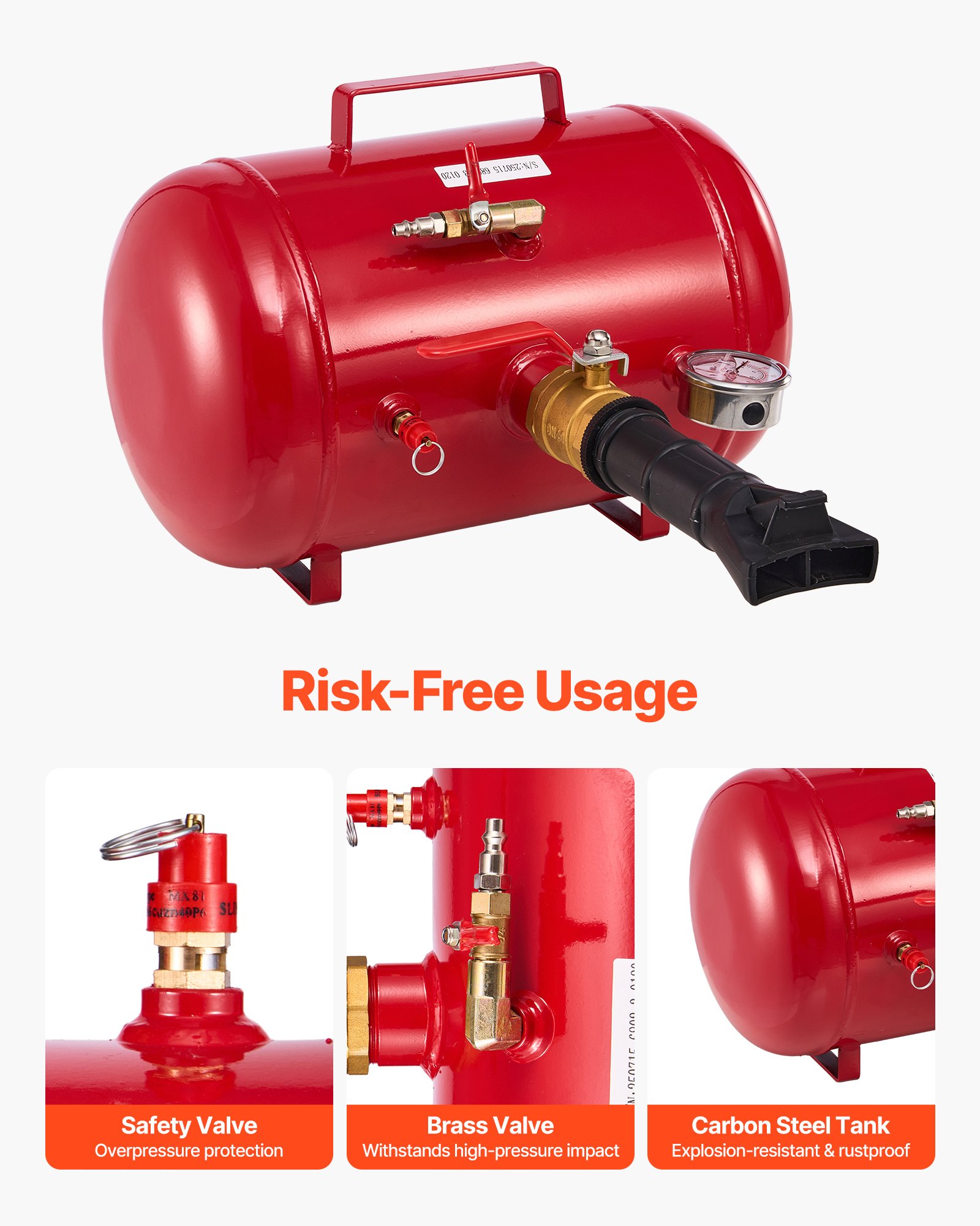 VEVOR Pneumatische bandenreiniger 18,9L bandenreiniger, 0,6-0,8 MPa werkdruk, luchtpomp voor pick-uptrucks, ATV's, Jeeps, gazontractoren en campers, rood