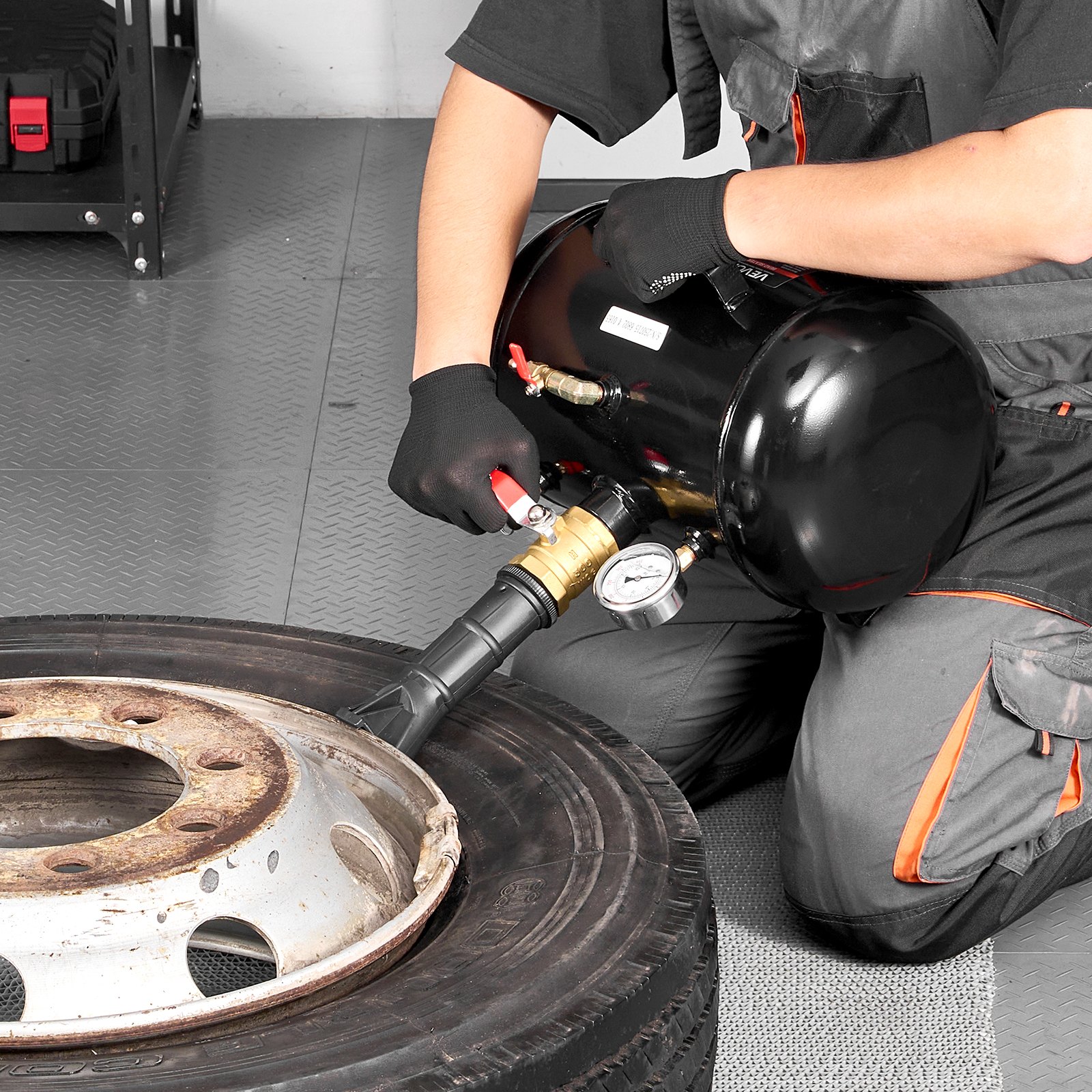 VEVOR Pneumatische bandenreiniger 18,9L bandenreiniger, 0,6-0,8 MPa werkdruk, luchtpomp voor pick-uptruck, Jeep, gazontractor, camper, zwart