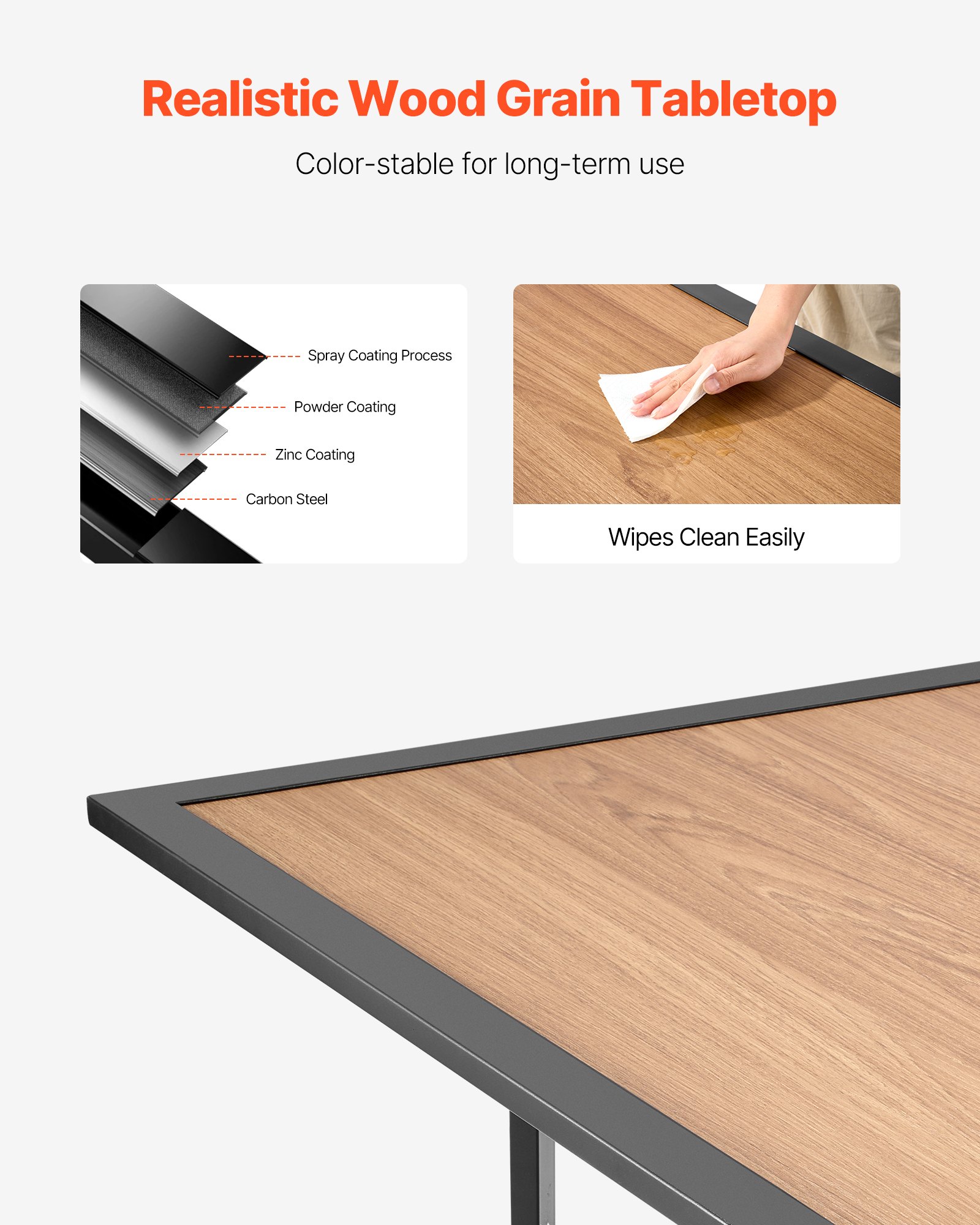 VEVOR Patiotafel Tuintafel Balkontafel (1505 x 960 x 725 mm) Gemaakt van koolstofstaal + DPC-plaat, Eettafel voor tuin, patio, tuin, veranda, waterdicht, met 35 mm parasolgat, draagvermogen van 68,04 kg
