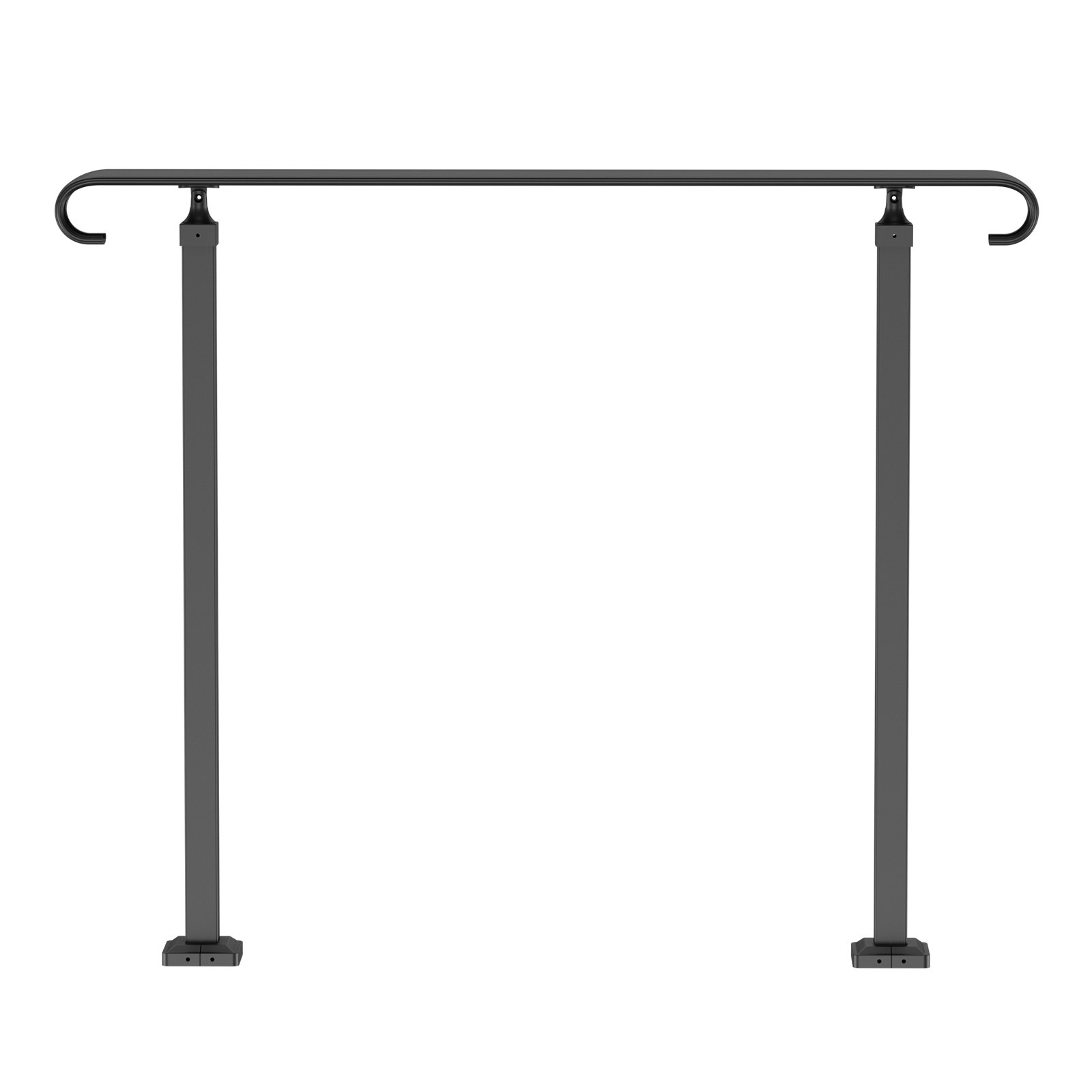 VEVOR Wrought Iron Handrail, Fit 2 or 3 Steps Outdoor Stair Railing, Adjustable Front Porch Hand Rail, Black Transitional Hand railings for Concrete Steps or Wooden Stairs with Installation Kit