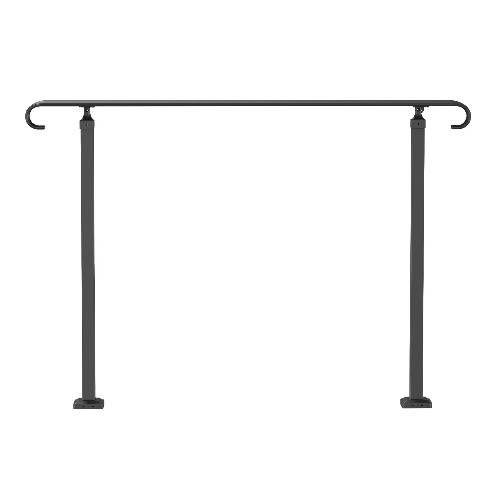 VEVOR Wrought Iron Handrail, Fit 2 or 3 Steps Outdoor Stair Railing, Adjustable Front Porch Hand Rail, Black Transitional Hand railings for Concrete Steps or Wooden Stairs with Installation Kit