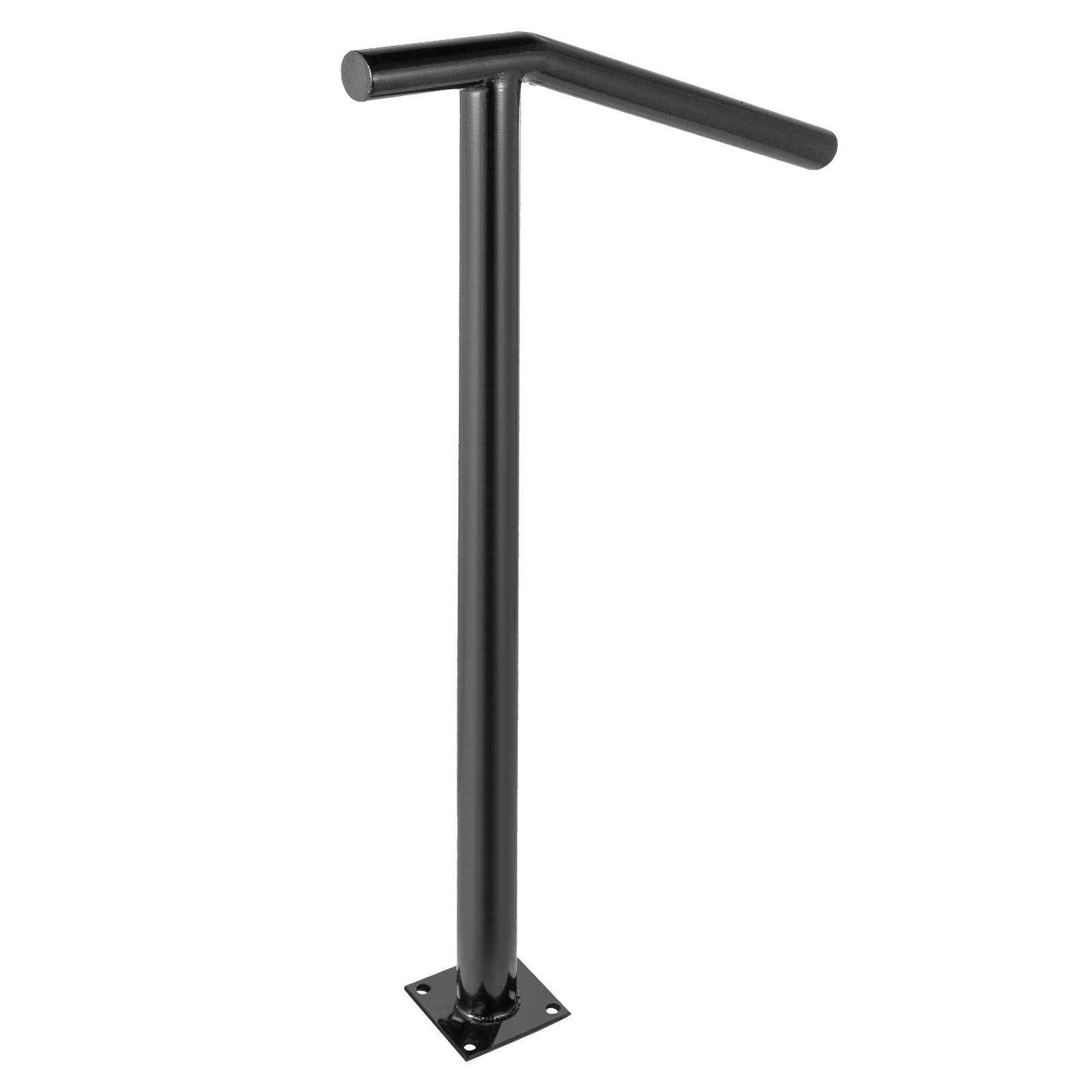 VEVOR leuning 95CM hoogte smeedijzeren leuning draagvermogen 91KG ronde buis, entreeleuning elegante zwarte tweetraps trapleuning roestvrijstalen leuning voor buitentrappen