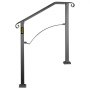VEVOR Smeedijzeren Leuning 2-3 Treden Trap Leuning 37 cm Smeedijzeren Leuning Rail Afstand Tussen Palen 71 cm Outdoor Indoor Trapleuning voor Tuinen Woongebouwen Commerciële Kantoorgebouwen Zwart