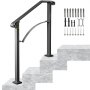 VEVOR Stair Railing Wrought Iron Entrance Railing Arch Shape Suitable for 2 to 3 Steps for Outdoor Black