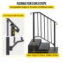 VEVOR Stair Railing Wrought Iron Entrance Railing Suitable for 2 to 3 Steps for Outdoor Black