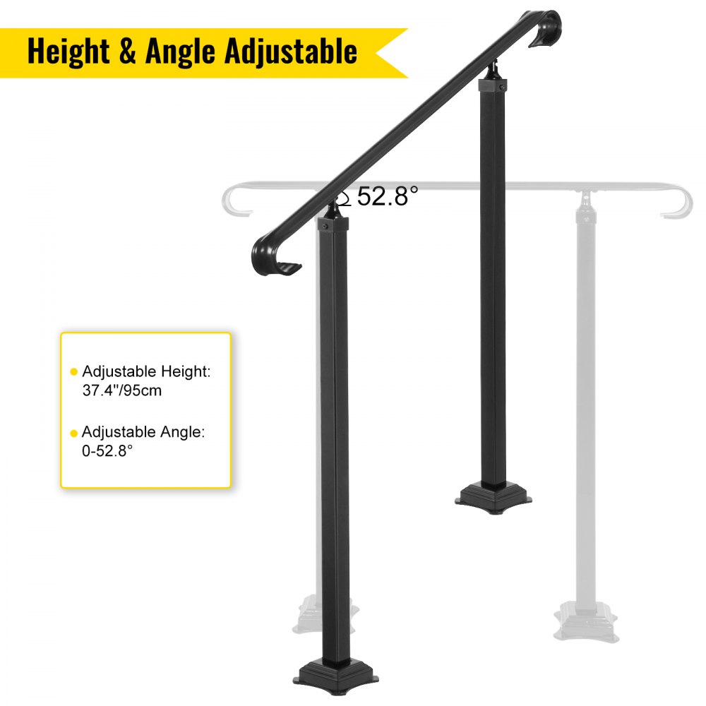 Vevor Smeedijzeren Leuning Armsteun Antislip Handgreep 48cm Zwart Stappen 4 Of 6