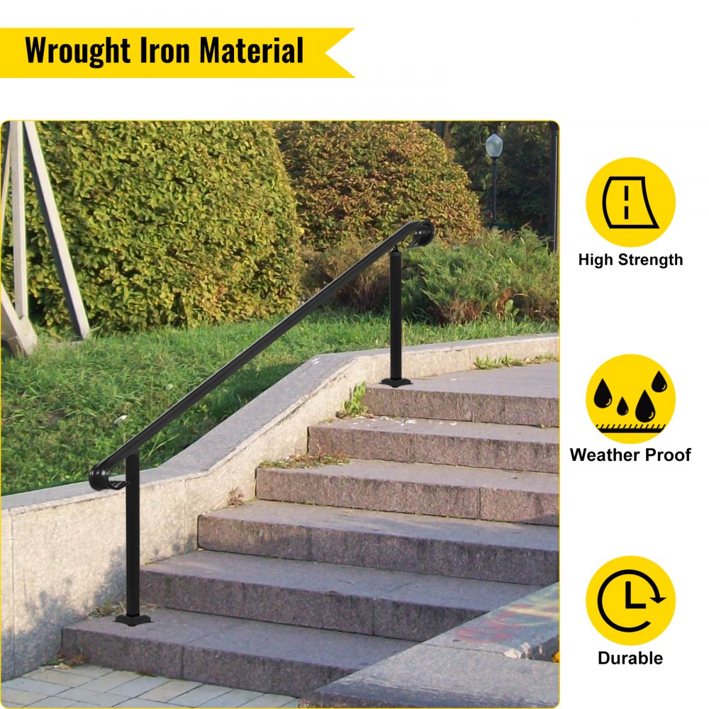 Vevor Smeedijzeren Leuning Armsteun Antislip Handgreep 48cm Zwart Stappen 4 Of 6