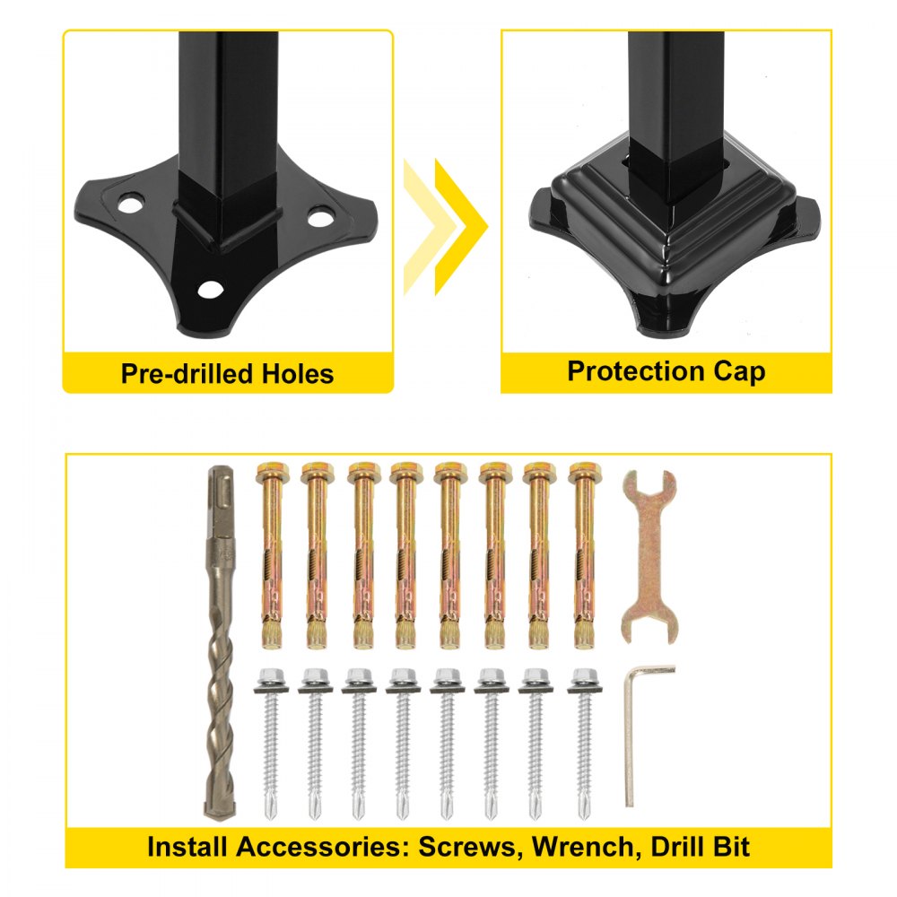 Vevor Smeedijzeren Leuning Armsteun Antislip Handgreep 48cm Zwart Stappen 4 Of 6