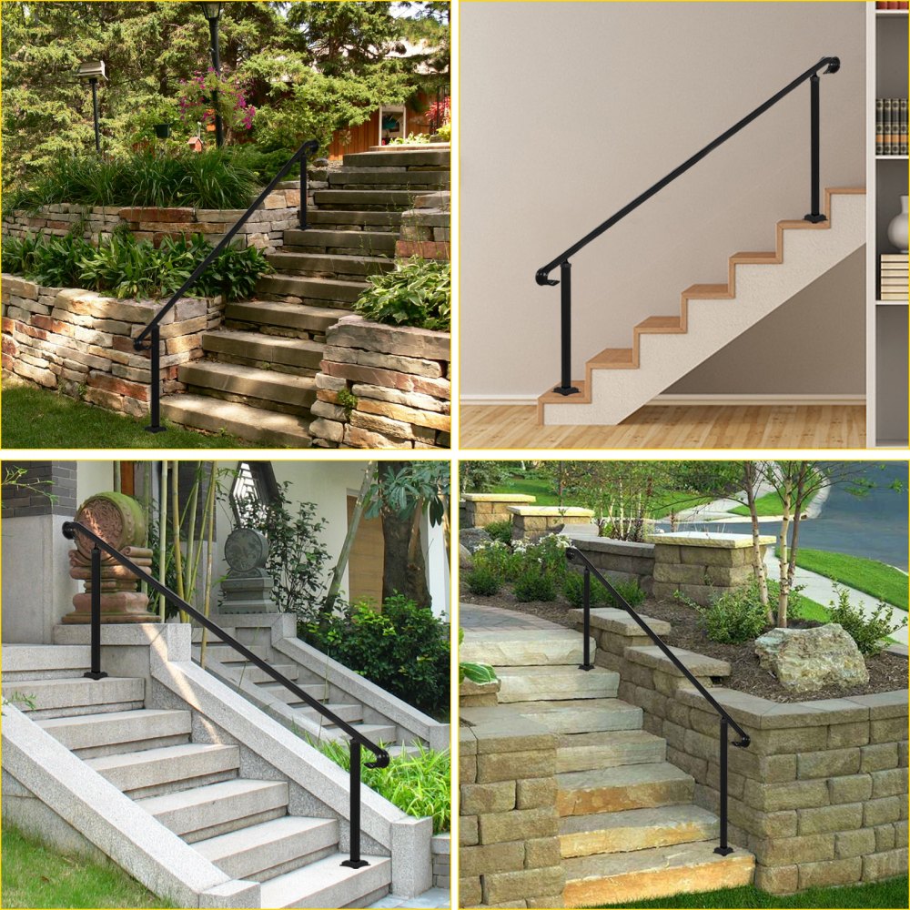 Vevor Smeedijzeren Leuning Armsteun Antislip Handgreep 48cm Zwart Stappen 4 Of 6